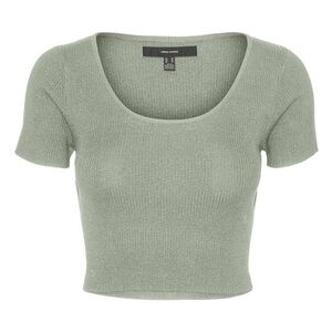 NWT Vero Moda Amy Ribbed Open Tie Back Sweater Crop Top In Desert Sage Green XS